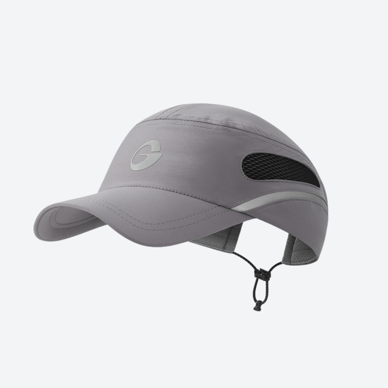 38g trail running cap with sweat absorption - gray featherlight running cap, product view, for hiking and trail walking
