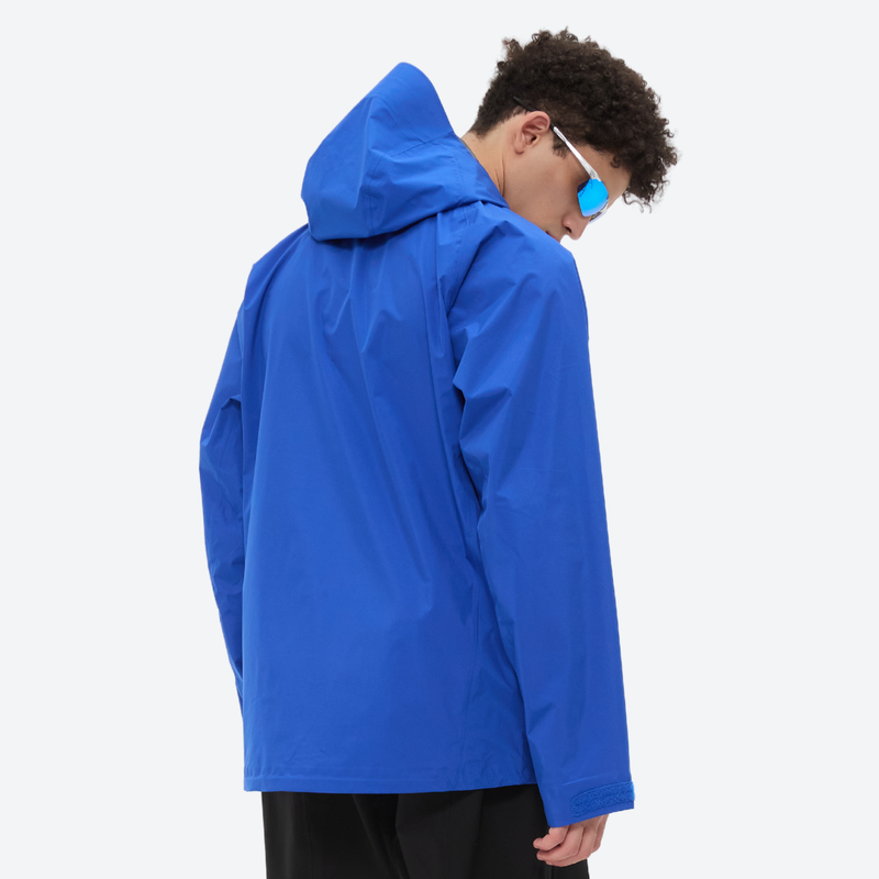 Men's waterproof mountain shell with slash pockets - blue hardshell jacket, for resort and backcountry days