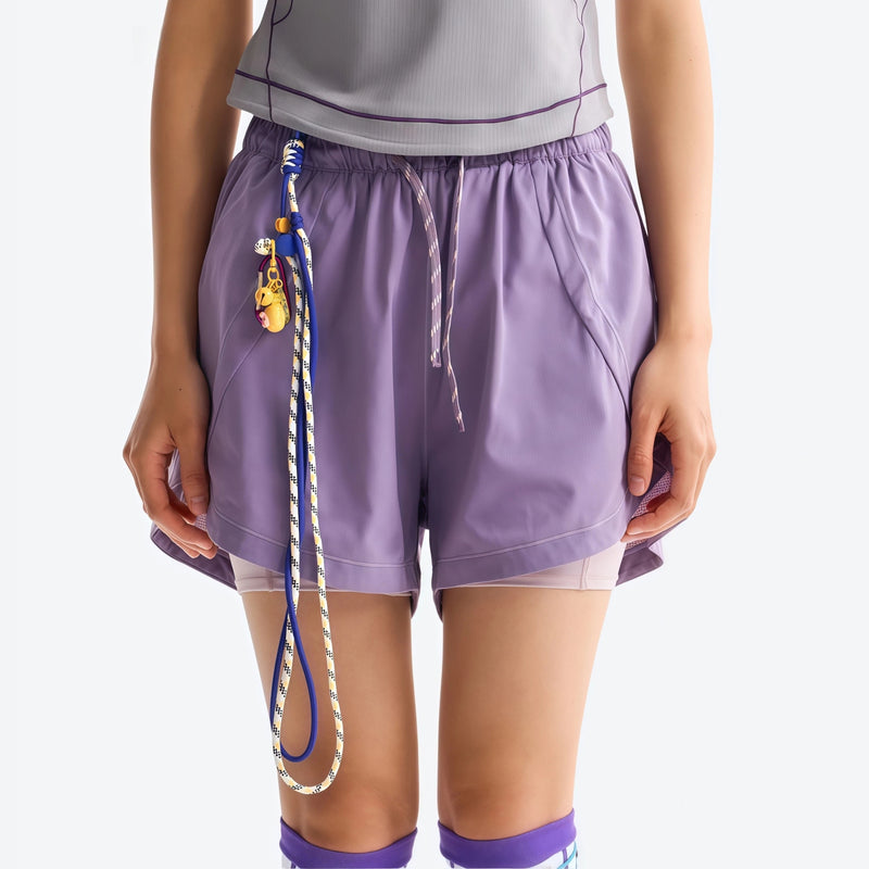 Women's lightweight running shorts with liner - purple quick-dry shorts with built-in yoga liner