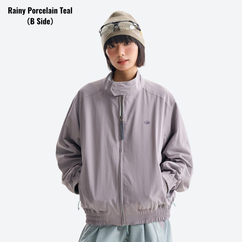 Unisex two-face softshell snowboard jacket - gray reversible jacket, for resort and street wear