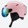 Ember lighter stronger snow helmet with mirror goggles - matte pink snow helmet with mirror goggles, three-quarter view