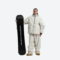 
                  
                    Men's breathable ski pullover set - cream jacket with cream pants, for skiing and snowboarding
                  
                