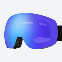 
                  
                    Anti-fog spherical ski goggles - blue-purple mirror lens, front view, for freeride and backcountry skiing
                  
                