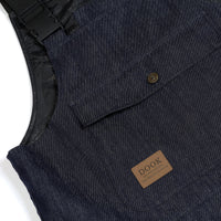 
                  
                    Unisex denim print snowboard bibs with pockets - navy denim, for skiing and snowboarding
                  
                