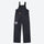 Unisex denim print snowboard bibs with pockets - navy denim bib snow pants, front product view, for resort and street wear