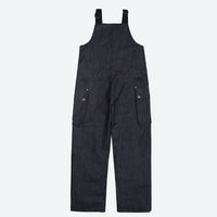 
                  
                    Unisex denim-look bib snow pants - navy denim bib snow pants, back product view, for powder and piste riding
                  
                