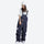 Unisex denim print snowboard bibs with pockets - navy denim bib snow pants with white tee, for powder and piste riding