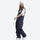 Breathable waterproof jean-style suspender ski pants - navy denim bib snow pants with white tee, for skiing and snowboarding