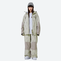 
                  
                    Women's 2-layer snowboard jacket and pants - sage green rabbit print jacket with matching pants, for skiing and snowboarding
                  
                