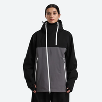 
                  
                    Women's colorblock ski jacket set - black and gray colorblock, on-model front view, for skiing and snowboarding
                  
                