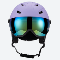 
                  
                    Snow helmet for skiing and snowboarding - matte lavender snow helmet with mirror goggles, front view, for resort ski days
                  
                