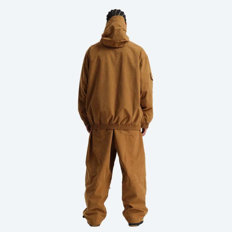 Unisex waterproof 3L snow anorak jacket and pants - coffee brown jacket with coffee pants, for cold-weather winter sports