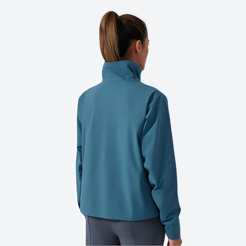 Women's fleece softshell jacket with stand collar - teal softshell jacket, for spring autumn and winter wear
