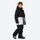 Kids breathable 2-layer colorblock ski suit - black white colorblock kids jacket with black pants, on-model side view