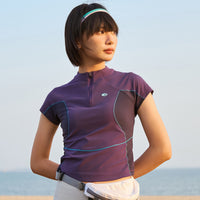 
                  
                    Women's quick-dry tee with UV protection - purple quick-dry tee with slimming panels, for tennis and racket sports
                  
                