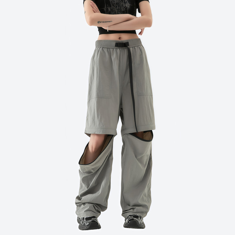 Women's zip-off convertible hiking pants - gray zip-off hiking pants with black top, for camping and outdoor weekends
