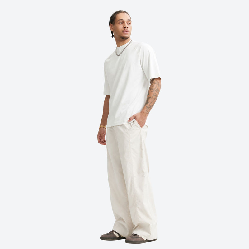 Unisex Cordura lightweight tear-resistant quick-dry pants - off-white wide-leg pants with white tee