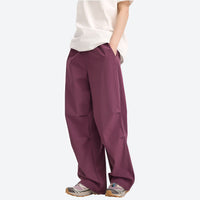 
                  
                    Unisex UPF50 water-repellent cargo pants - plum purple wide-leg cargo pants with white tee, for camping and outdoor weekends
                  
                