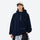 Soft relaxed mid-layer pullover for outdoor - navy hooded mid-layer pullover with cap, for hiking and trail walking
