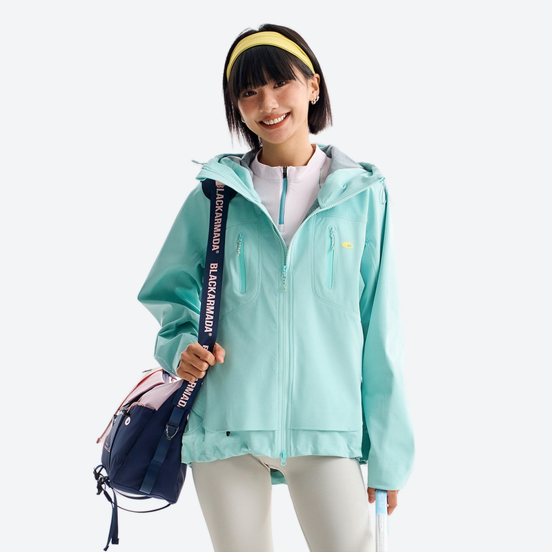 Breathable antimicrobial softshell ski jacket with hood - mint softshell jacket, for cold-weather outdoor wear
