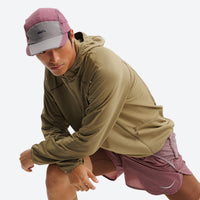 
                  
                    Eco-friendly quick-dry lightweight mid-layer pullover - olive quick-dry lightweight half-zip mid-layer on men with cap
                  
                
