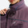 Unisex waterproof softshell jacket and cargo pants - purple, collar close-up with hand, for hiking and travel