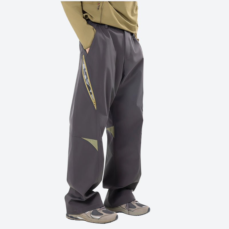 Lightweight water-repellent hiking pants with reflective prints - dark gray cargo hiking pants with olive top