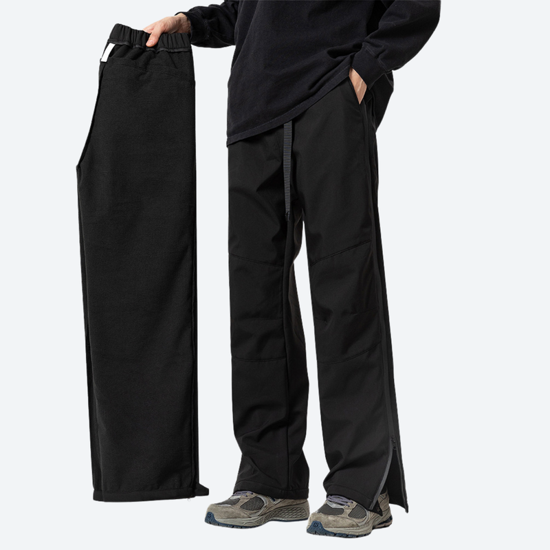 Men's 3-proof cargo pants with fleece lining - black 3-proof cargo pants with black top, for travel and daily commute