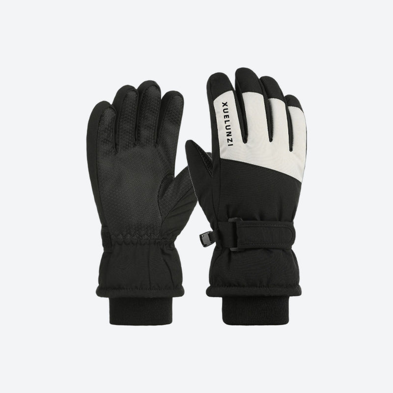 Kids' waterproof snow gloves with zip pocket - kids snow gloves pair, black pair view, for resort ski days