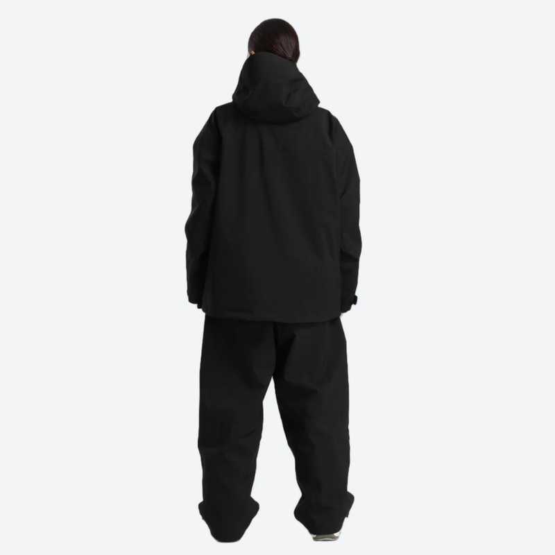 Women's waterproof 2L snow jacket and pants - black jacket with black pants, for powder days and winter commute