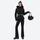 Women's slim ski jacket with belt and fur hood - black slim fit ski jacket with fur collar, for winter mountain trips