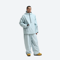 
                  
                    Men's 2-layer snowboard anorak and wide-leg pants - ice blue jacket with ice blue pants, for powder days and winter commute
                  
                