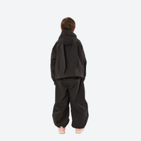 
                  
                    Kids 3L waterproof snow jacket and pants suit - black, kids on-model back view, for family resort ski days
                  
                