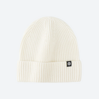 
                  
                    Hearth wool snow beanie with cuffed rib knit - cream wool snow beanie, front product view, for daily commute and office
                  
                
