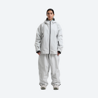 
                  
                    Women's breathable ski jacket set - light gray jacket with light gray pants, for resort and street wear
                  
                