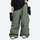 Men's breathable 3-layer ski pants with mesh vents - sage green cargo snow pants with black top, for skiing and snowboarding