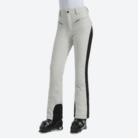 
                  
                    Women's adjustable ski pants with inner snow skirt - cream ski pants with black side stripe, for snow sports weekends
                  
                