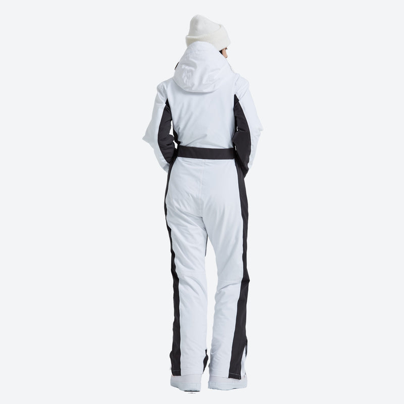 Women's breathable colorblock jumpsuit ski suit - white black one-piece snow suit, for skiing and snowboarding