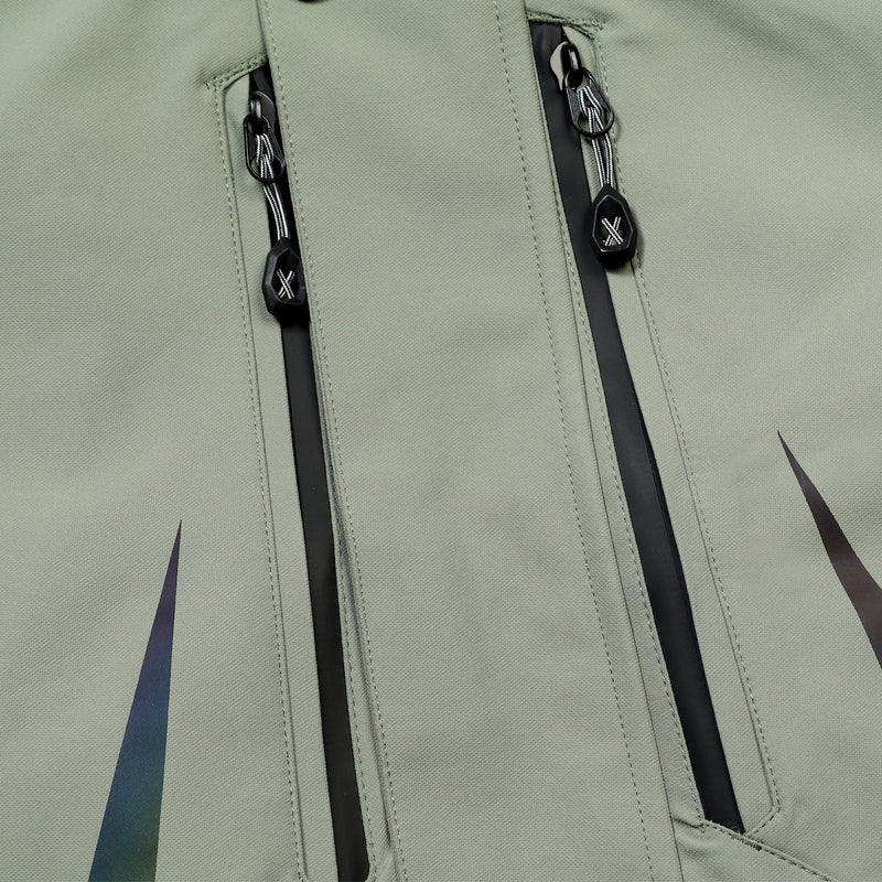 Breathable full-body ski suit with waist belt - sage green one-piece suit, for cold-weather winter sports
