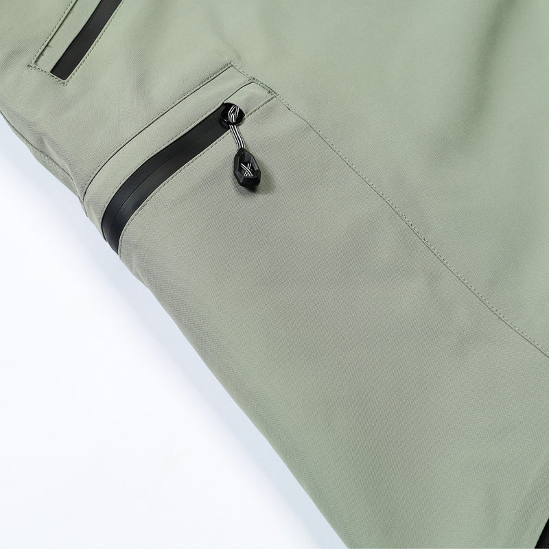 Breathable full-body ski suit with waist belt - sage green one-piece suit, for resort and backcountry days