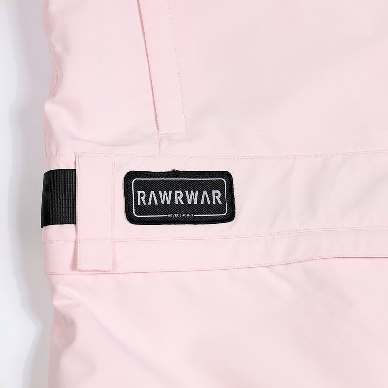 Unisex waterproof one-piece snow suit - pink one-piece suit, interior label close-up detail, for skiing and snowboarding