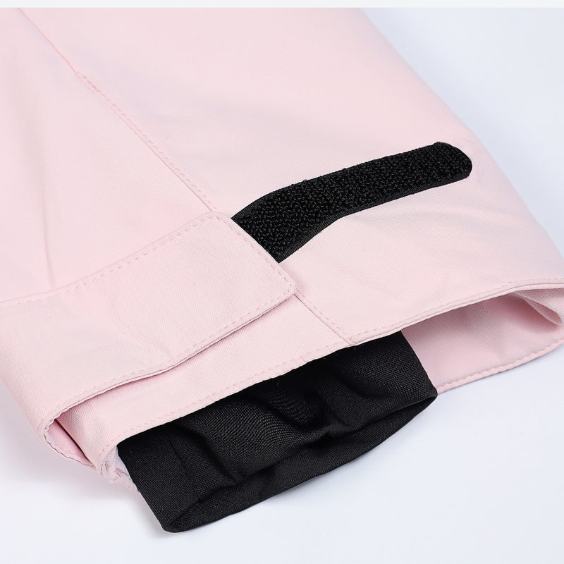 Unisex waterproof one-piece snow suit - pink one-piece suit, cuff inner close-up detail, for powder and piste riding