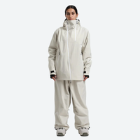 
                  
                    Women's colorblock ski jacket set - cream jacket with cream pants, for cold-weather winter sports
                  
                