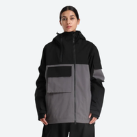
                  
                    Women's waterproof 2L snow jacket and pants - black and gray colorblock, on-model front view, for cold-weather winter sports
                  
                