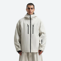
                  
                    Men's waterproof 2L snow jacket and pants - white jacket, on-model front view, for resort and street wear
                  
                