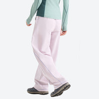 
                  
                    Women's knit cargo hiking pants with relaxed fit - pale pink knit cargo pants with mint top, for warm-weather trekking
                  
                