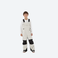 
                  
                    Youth 3-layer ski suit with bib pants - cream bib pants with black knee patches, for kids skiing and snowboarding
                  
                