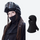 Black ski facemask neck gaiter for snow sports - black facemask on women in black jacket with goggles and inset