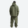 Men's breathable ski jacket with chest zip pockets - olive green jacket with olive pants, for cold-weather winter sports