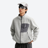 
                  
                    Wrinkle-resistant heat-lock fleece jacket with full zip - light gray wavy fleece mid-layer jacket with gray pocket with cap a
                  
                